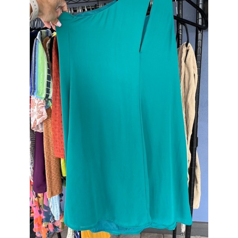 Unbranded Sleeveless Jade Green Top Keyhole Neckline Teal Blouse Womens